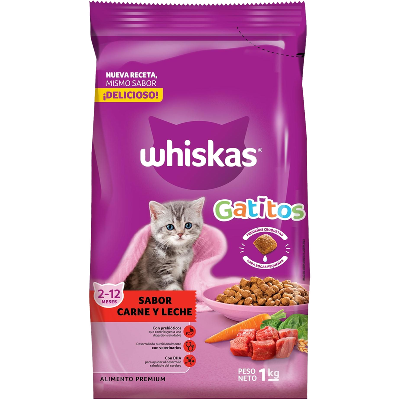 Alimento Para Gatitos Whiskas Sabor Carne Y Leche 1 Kg