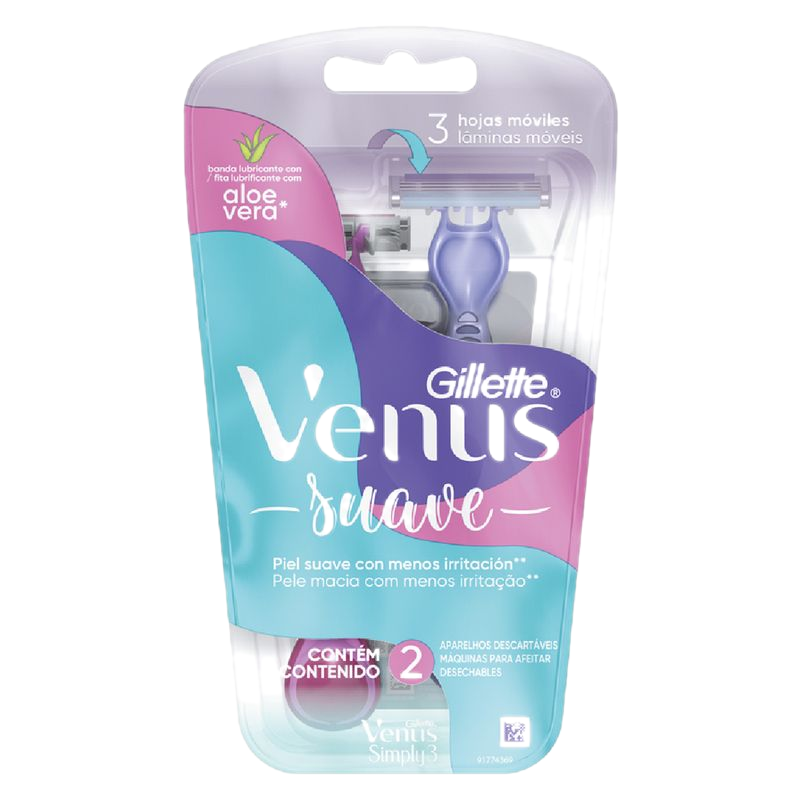Máquina Simply Venus 3 Gillette Mujer 2 Unidades