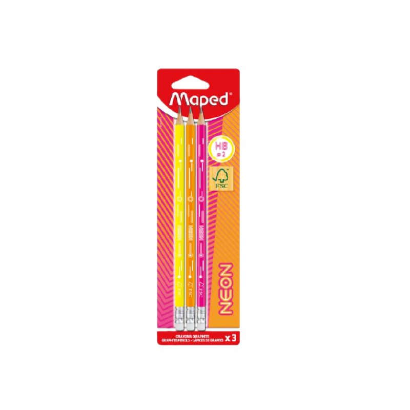 Lapices De Escribir Maped Hb Neon 3 Unidades