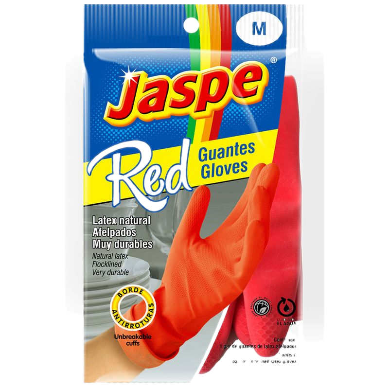 Guante Latex Jaspe Rojo Mediano