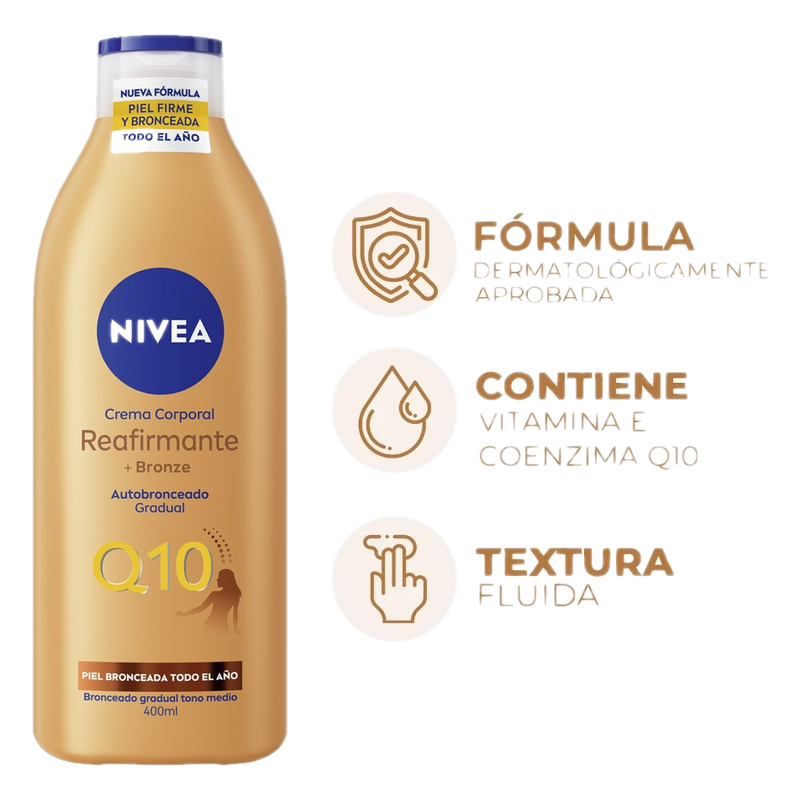 Crema Nivea Q10 Reafirmante Con Autobronceante 400 Ml