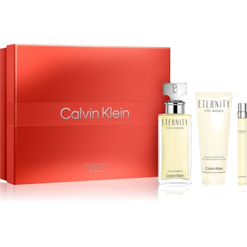 Cofre Calvin Klein Perfume Eternity Femme Edp 100 Ml + Mini Talla 10 Ml + Loción Corporal 100 Ml