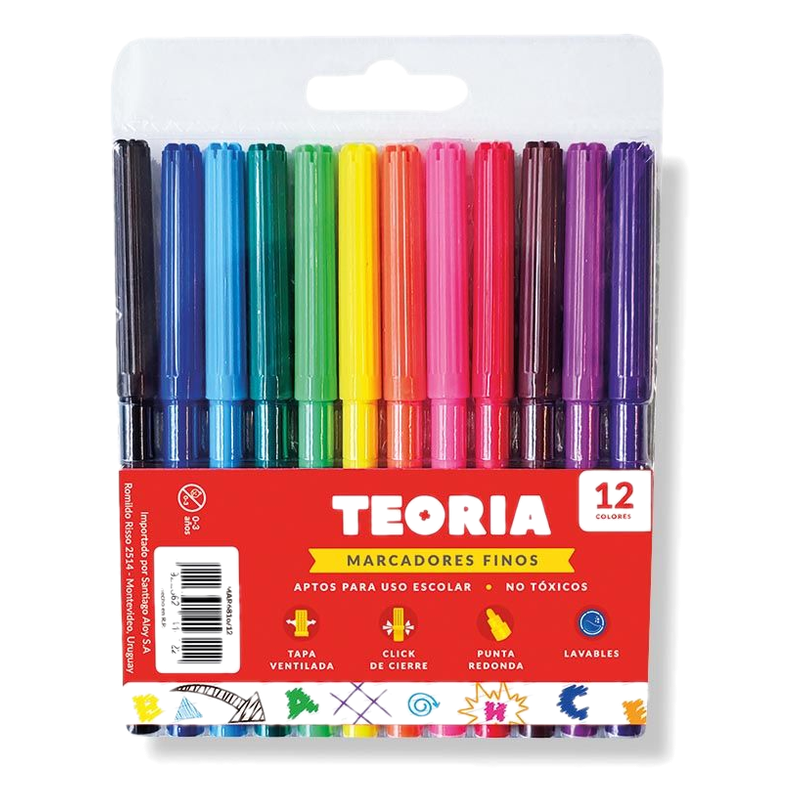 Marcadores Teoría+ Finos 12 Unidades