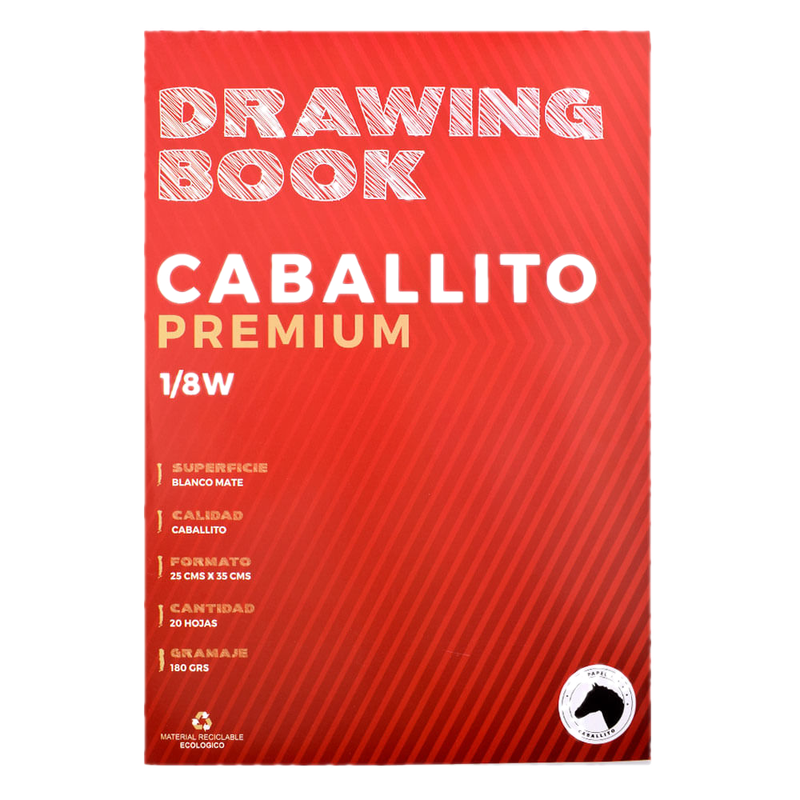 Block Caballito 1/8w Premium 180 G 20 Hojas