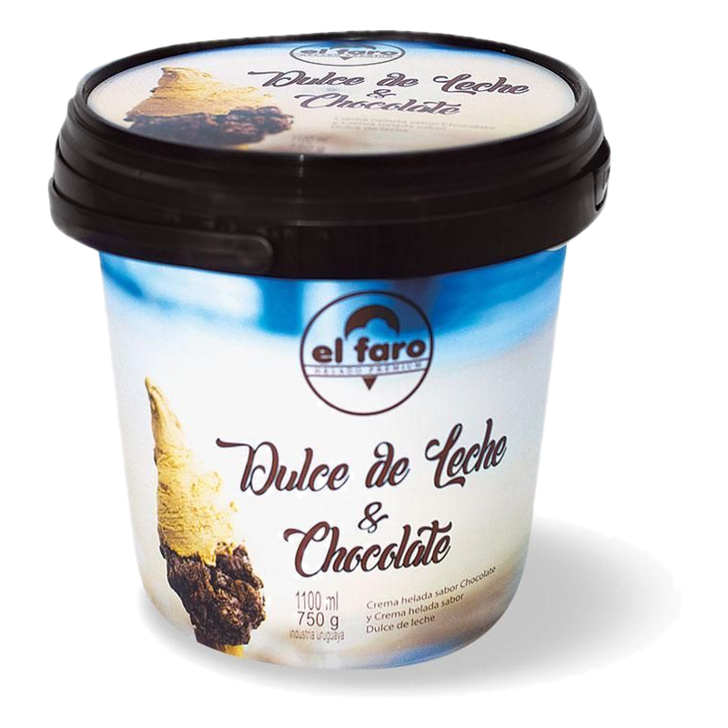 Helado Premium Sabor Dulce De Leche Y Chocolate El Faro 1100 Ml