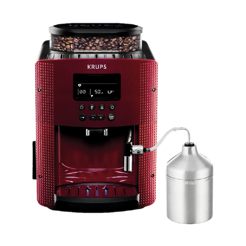 Cafetera Krups Superautomática Essential Digital Roja Con Accesorio De Leche Ea816570