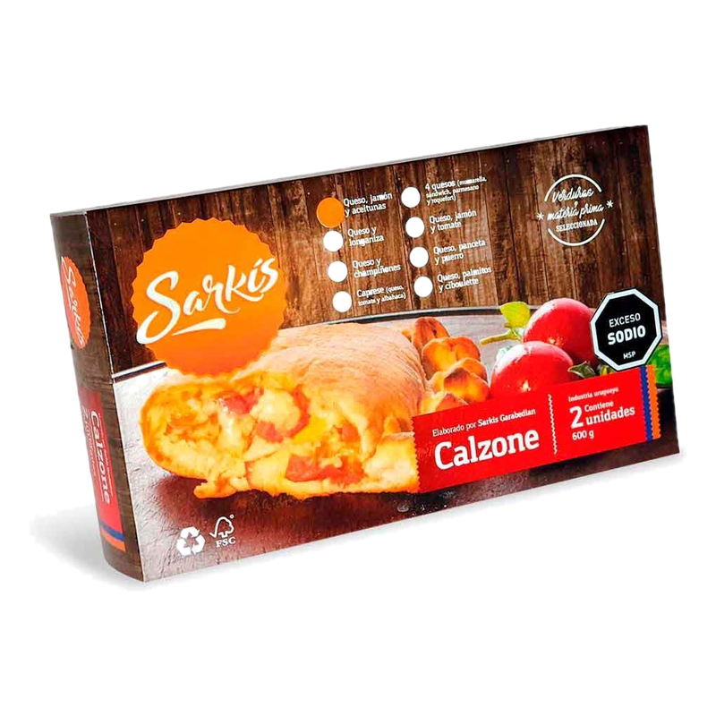 Calzone Congelado Sarkis De Jamón, Queso Y Aceitunas 2 Unidades 560 G