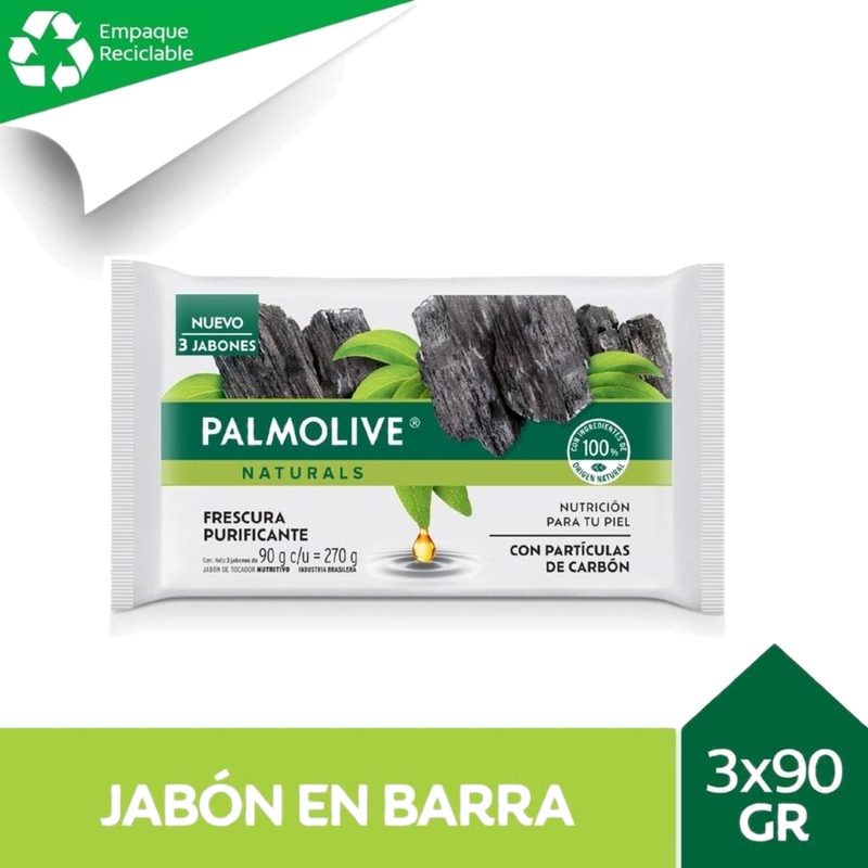 Jabón Palmolive Naturals Carbón Tripack 90 G