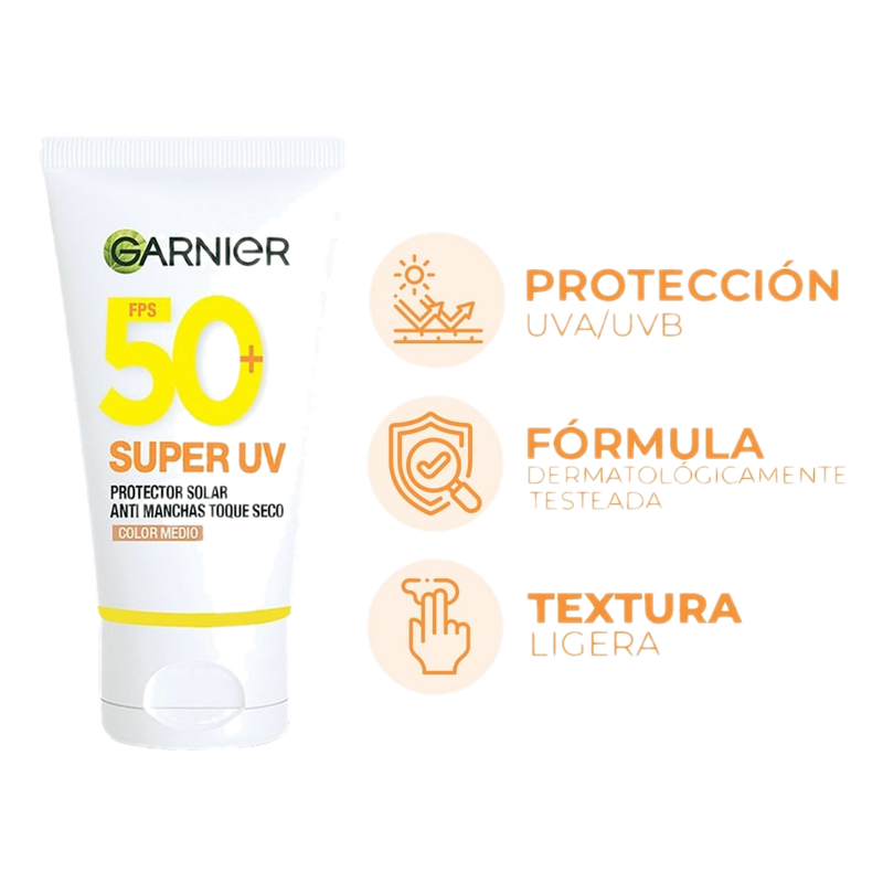 Protector Solar Facial Garnier Super Uv Antimanchas Tono Medio Fps50+ 40 Gg