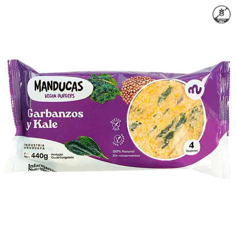 Hamburguesas De Garbanzo Y Kale Manducas 4 Unidades 440 G