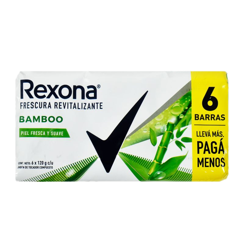 Pack 6 Unidades Jabón De Tocador Rexona Bambú 120 G
