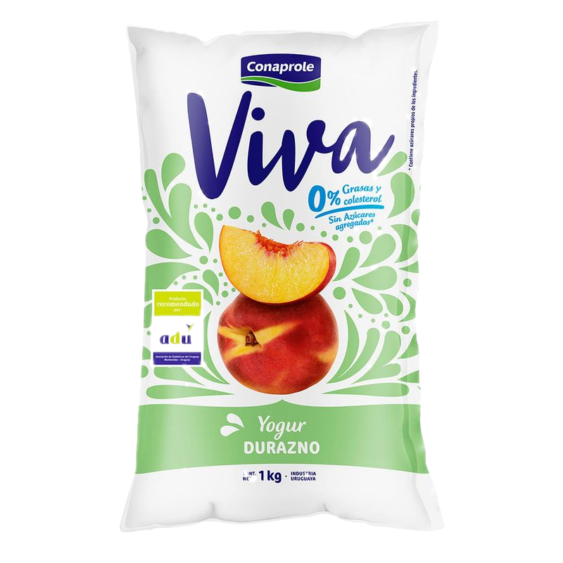 Yogur Viva Descremado Durazno 1 L