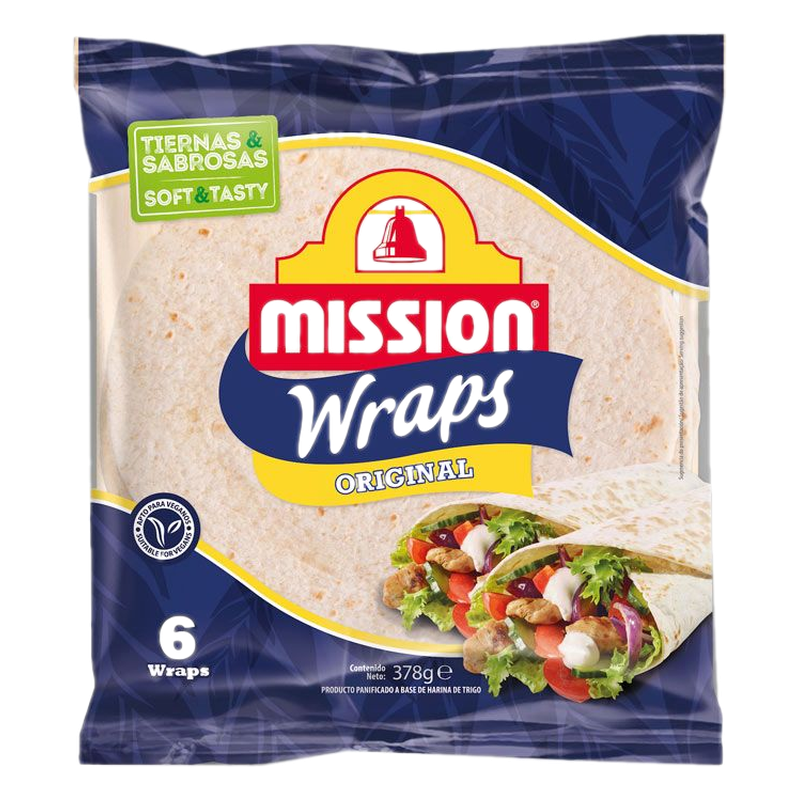 Tortillas De Trigo Original Mission Wraps 25 Cm 420 G 6 Unidades