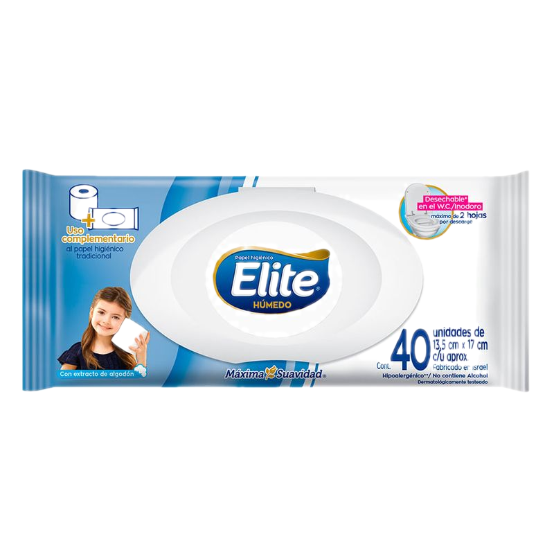Papel Higiénico Elite Húmedo 40 Unidades
