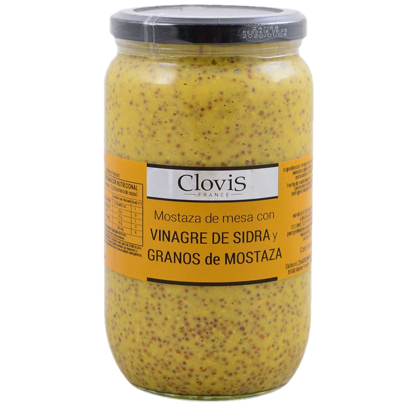 Mostaza Vin Sidra Con Granos Clovis 810 G