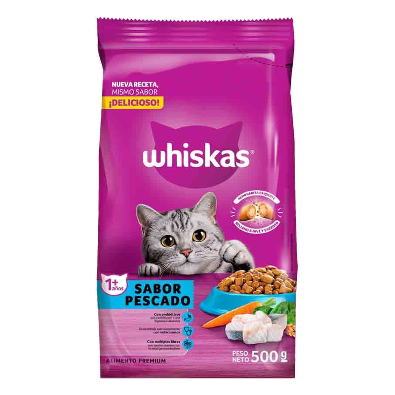 Alimento Para Gatos Sabor Pescado Más De 1 Año Adultos Whiskas 500 G