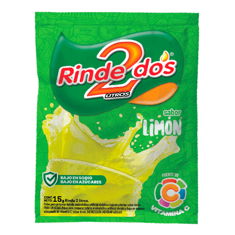Refresco En Polvo Rinde 2 Limón 24 G