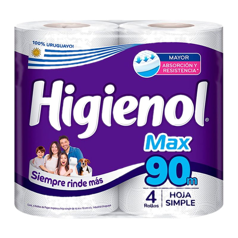 Papel Higiénico Higienol Max 90 M 4 Unidades