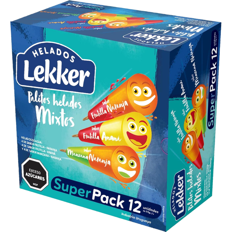 Pack De Helado Palito De Agua Lekker Dos Sabores Surtido 12 Undes Und 53 G