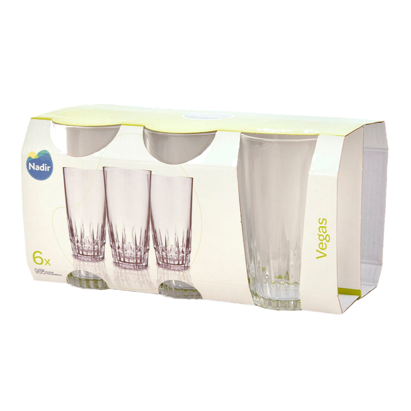 Set De 6 Vasos Vidrio Labrado Vega (330 Ml 6 Unidades)