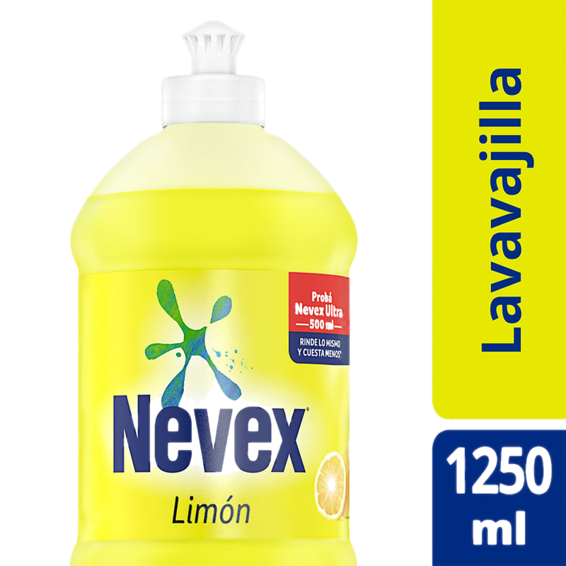 Detergente Lavavajilla Nevex Desengrasante Cristalino Limón 1250 Ml