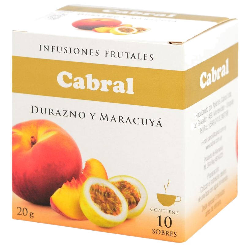 Té Cabral Durazno Y Maracuyá 10 Unidades