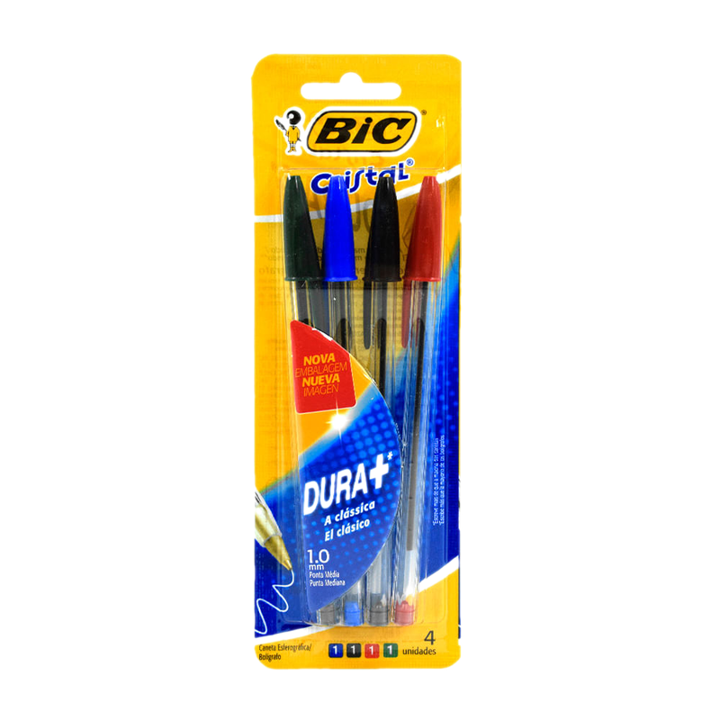 Bolígrafo Bic Cristal Verde, Negro, Rojo Y Azul