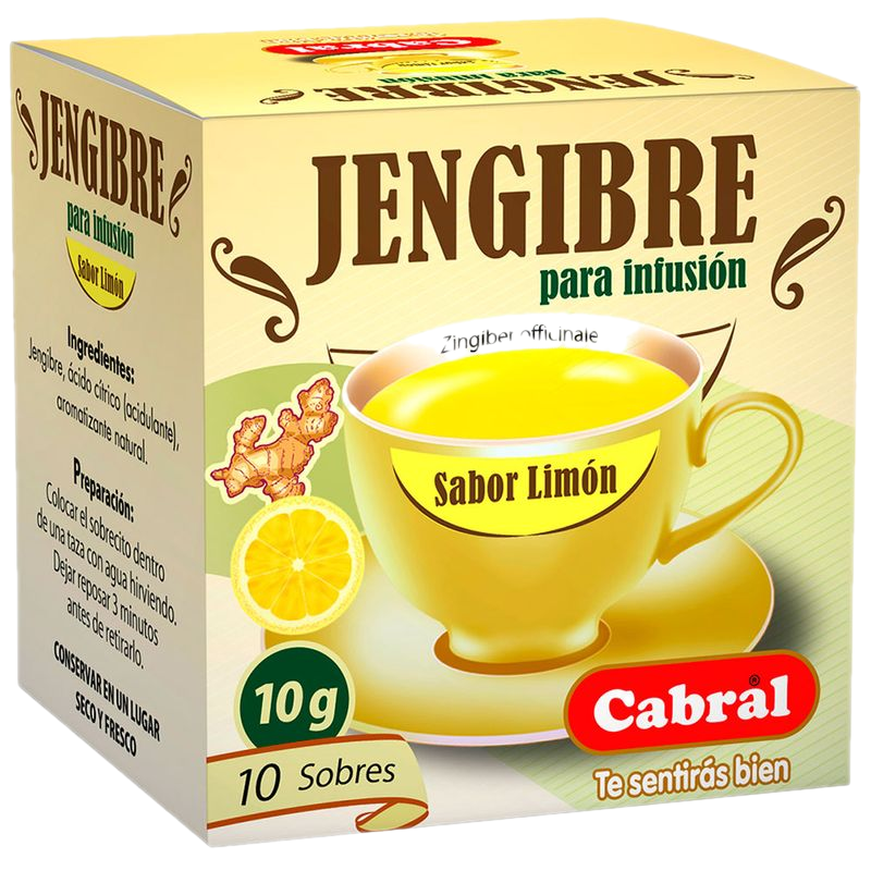 Té Orgánico Cabral Jengibre Con Limón 10 Unidades