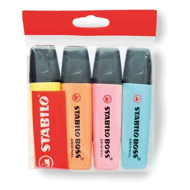 Resaltador Stabilo Boss Pastel 4 Unidades