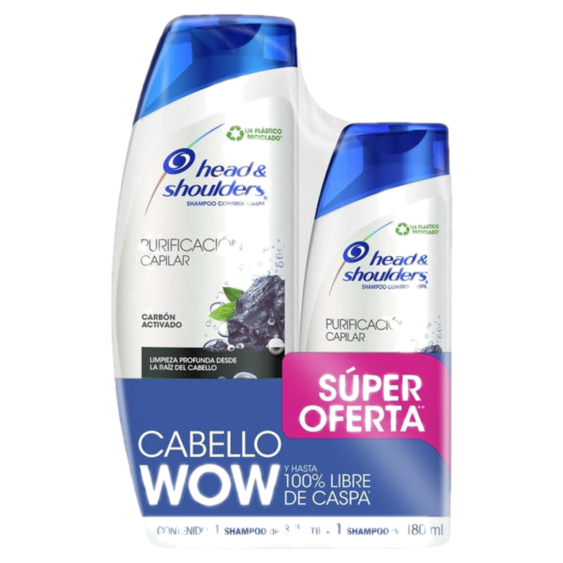 Head Shoulders Purificacion Capilar Carbon Activo Shampoo 375 Ml + Shampoo 180 Ml