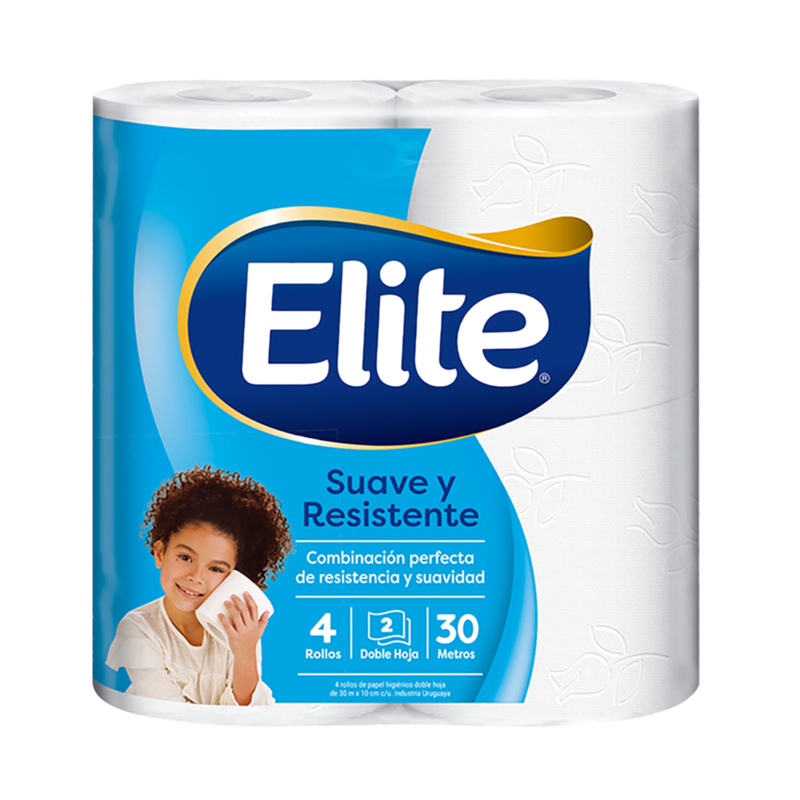 Papel Higienico Elite Suave Y Resistente Doble Hoja 4 Unidades 30 Mts C/u