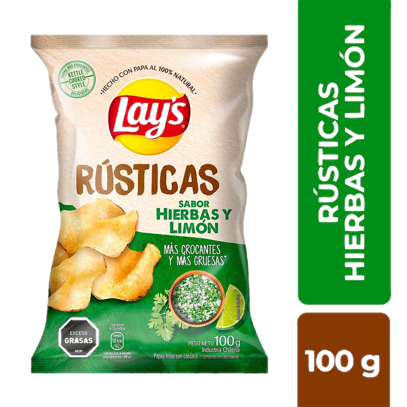 Papas Fritas Lays Rusticas Hierbas & Limon 100 G