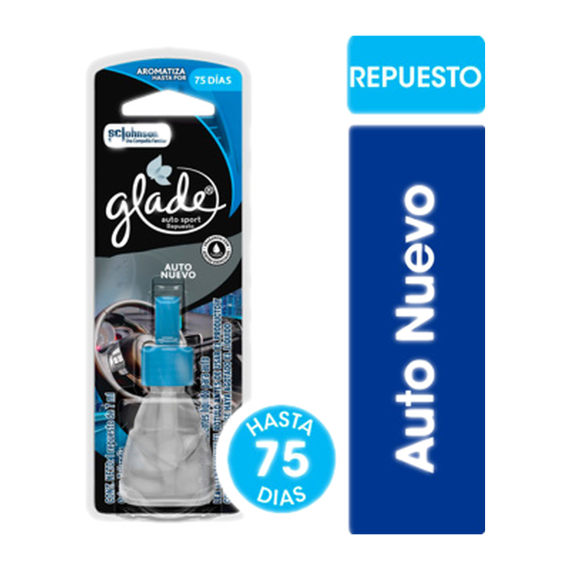 Aromatizante Para Auto Glade Auto Sport Auto Nuevo Recarga 7 Ml
