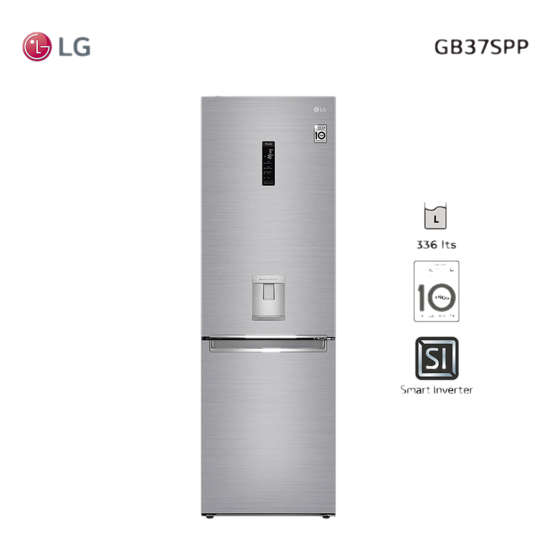 Refrigerador Lg Gb37 336 L Frío Seco Inverter Plateado Clase A++ Con Dispensador