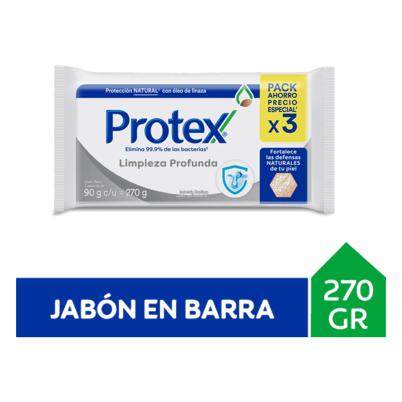 Jabón De Tocador Protex Limpieza Profunda 3 Unidades 90 G