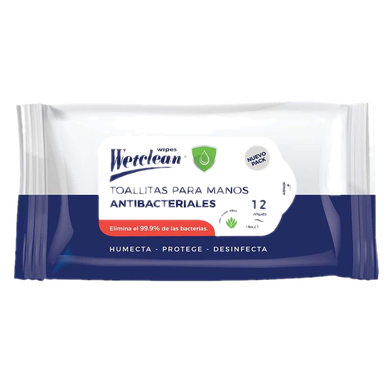 Toallitas Húmedas Wetclean Antibacterial 12 Unidades