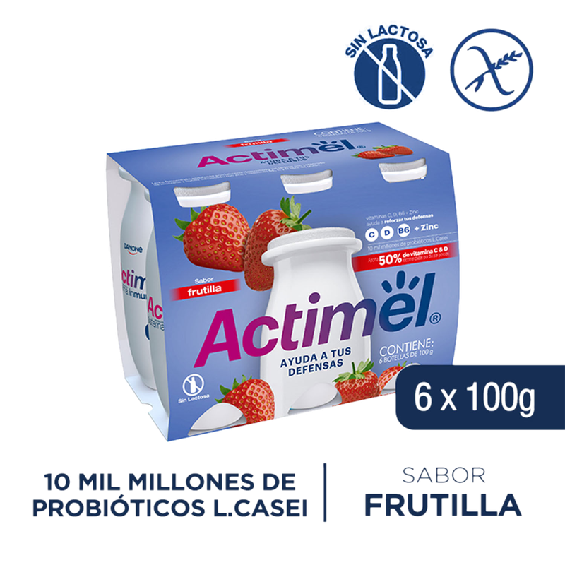 Yogur Actimel Frutilla 100 G 6 Unidades