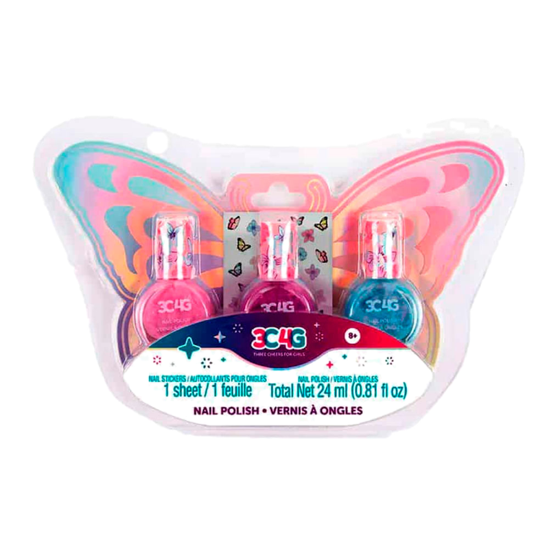 Esmalte De Uñas 3 Unidades En Estuche Mariposa