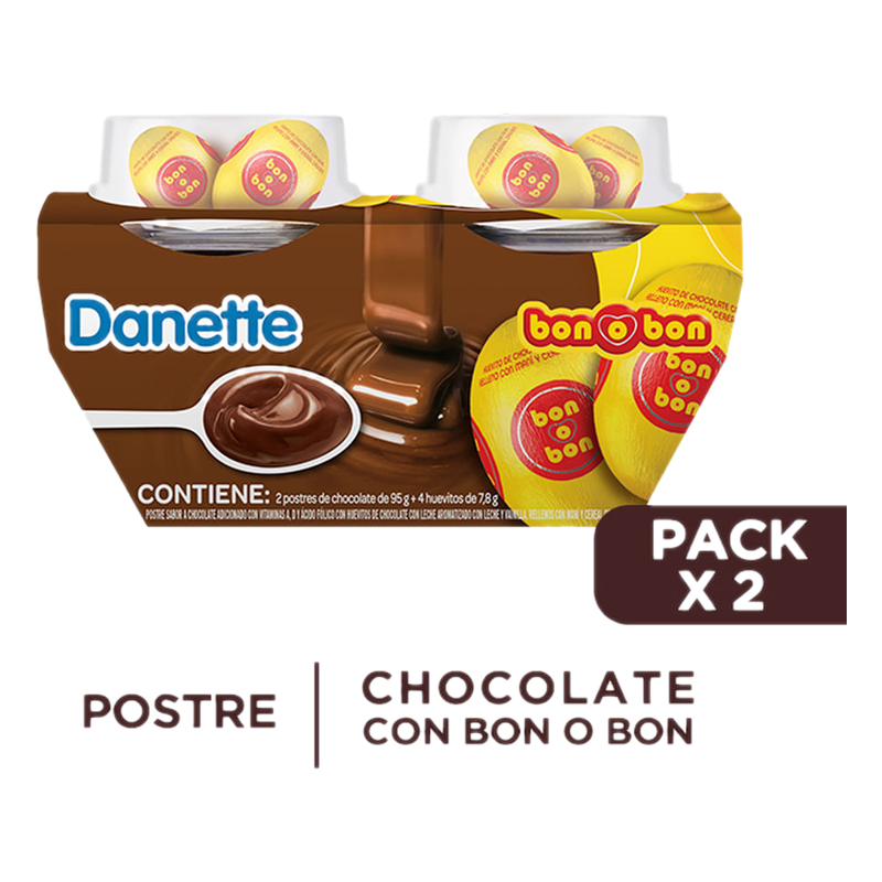 Pack 2 Unidades Postre Danette + Bon O Bon
