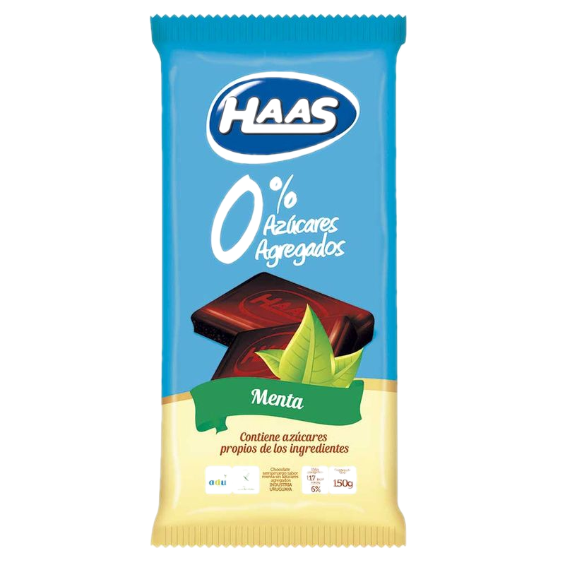 Chocolate Haas 0%azúcar Menta 150 G