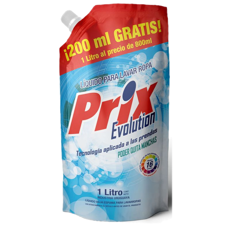 Pack 2 Unidades Detergente Liquido Ropa Prix 1 L