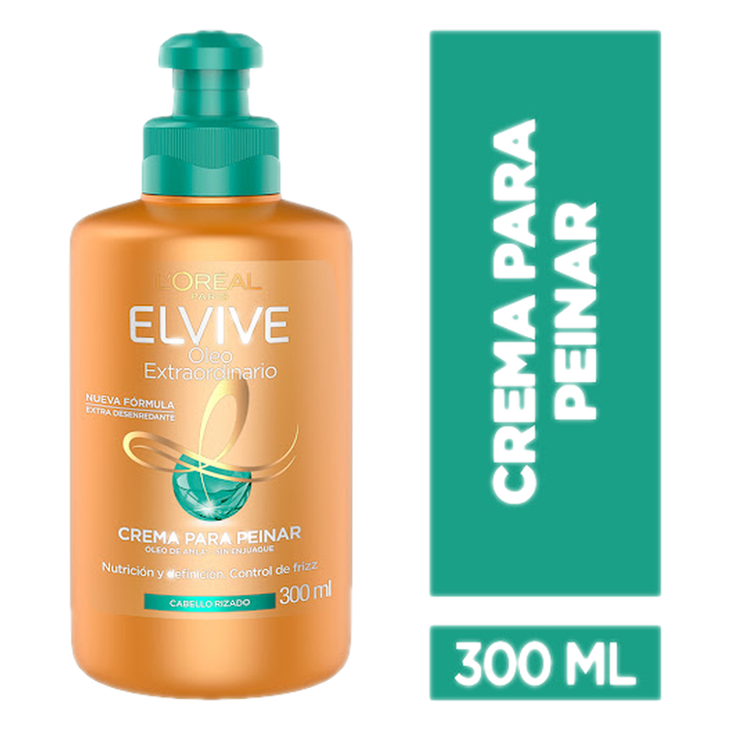 Crema De Peinar Elvive Óleo Extraordinario Rizos Definidos 300 Ml