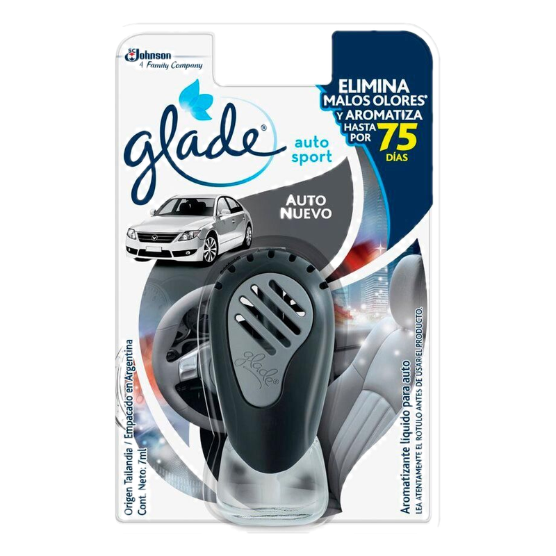 Aromatizante Para Auto Glade Auto Sport Auto Nuevo Aparato + Recarga 7 Ml