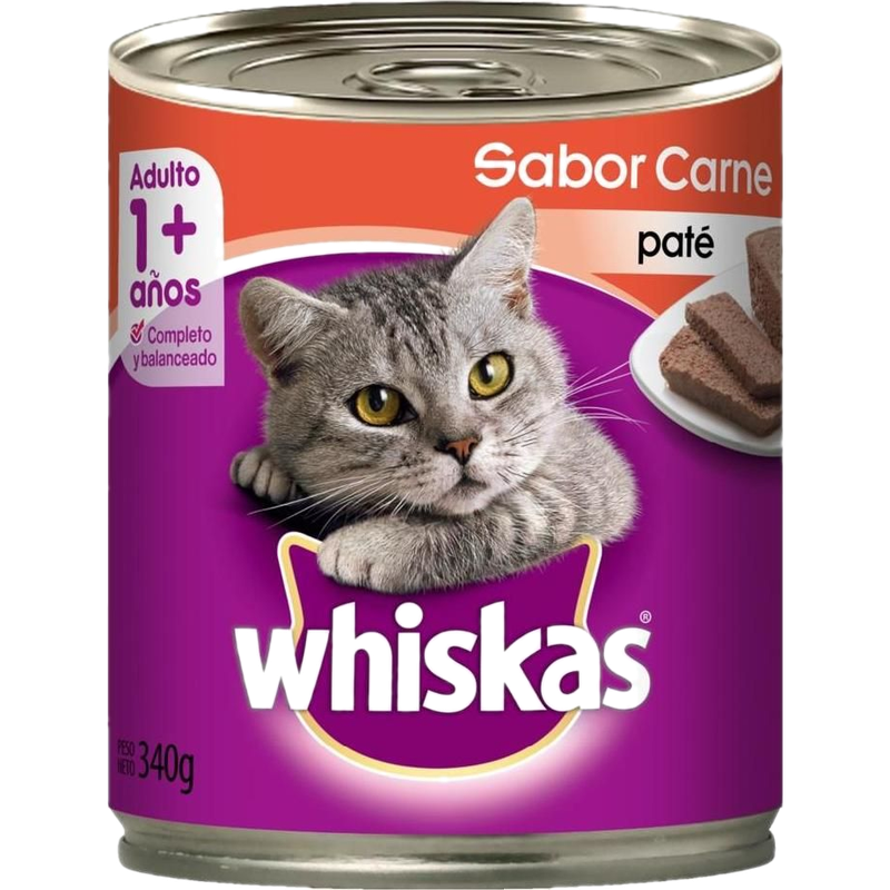 Alimento Húmedo Para Gato Adulto Whiskas Sabor Carne Paté 340 G