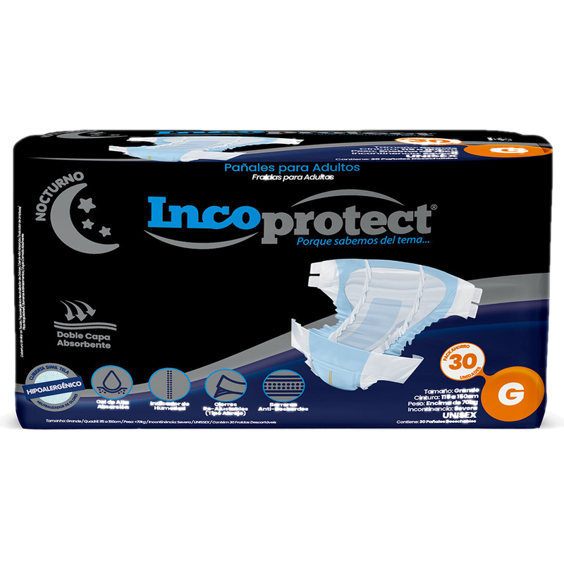 Pañales Para Adultos Incoprotect Nocturno Talle G 30 Unidades