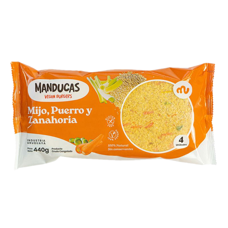 Hamburguesas De Mijo, Puerro Y Zanahoria Manducas 4 Unidades 440 G