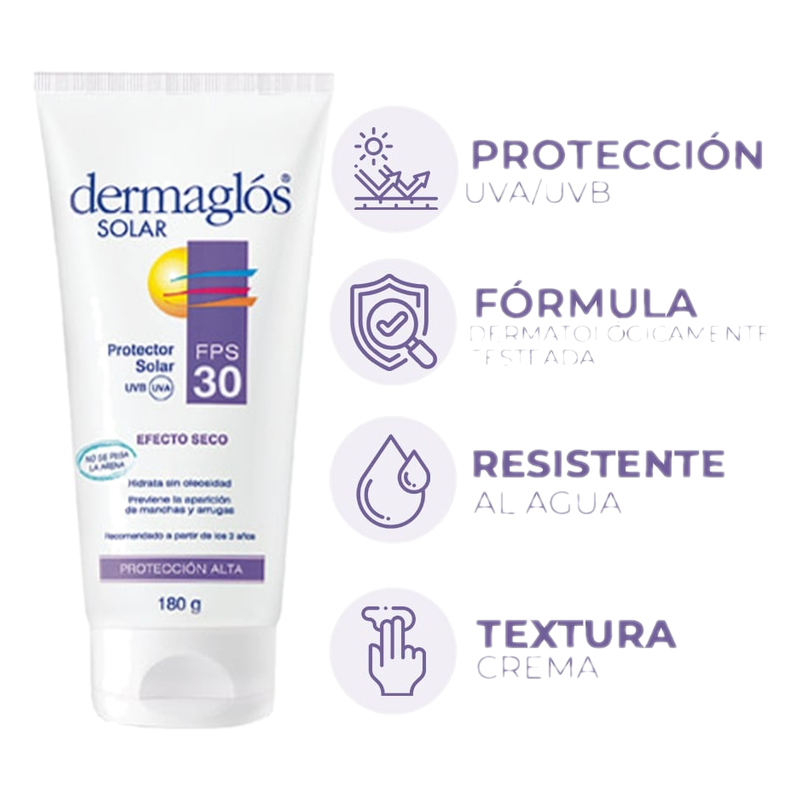 Protector Solar Dermaglós Efecto Seco Spf30 180 G