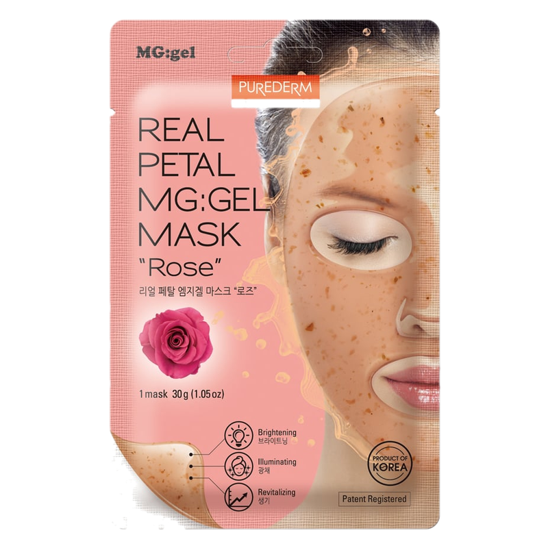 Mascarilla Facial Purederm Real Petal Mg: Gel Mask Rose 1 Unidad