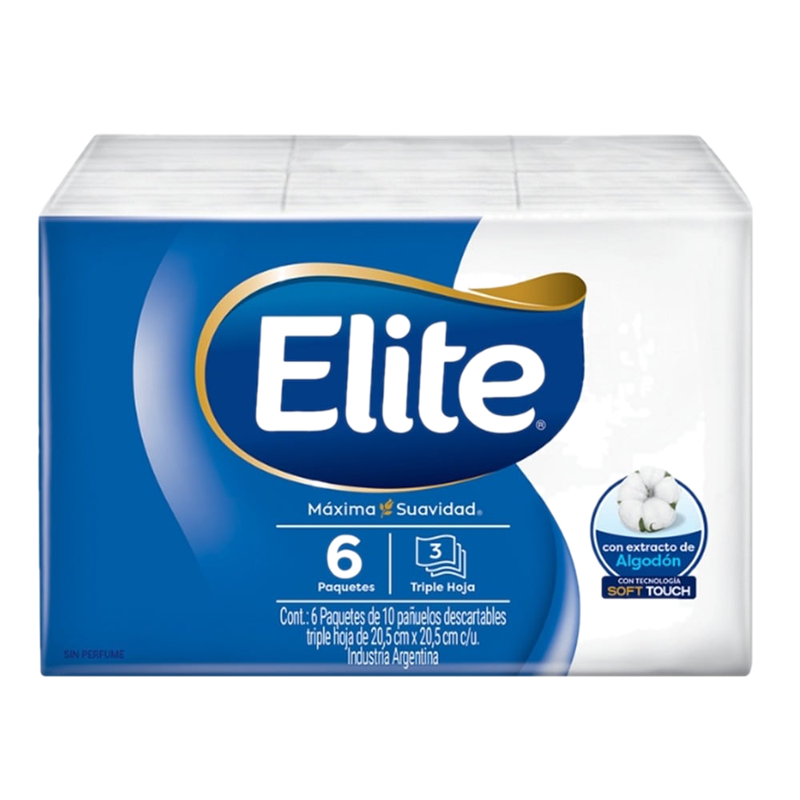 Pañuelos Descartables Elite Pocket Doble Hoja 6 Unidades