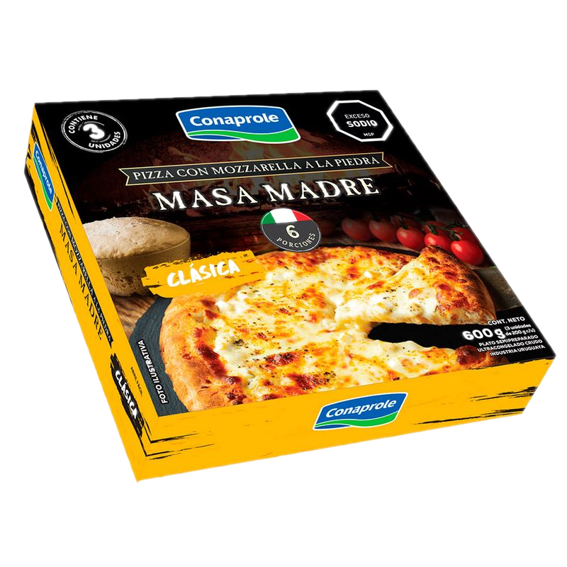 Pizza Con Muzzarella Masa Madre Conaprole 3 Unidades 600 G
